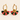 Red and green handmade porcelain fan earrings with gold hoops