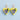 Hand-Painted Porcelain Heart Earrings – Yellow & Lavender Floral