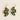 Forest Green Swallow Earrings – Hand-Painted Porcelain Bird with Gold Luster