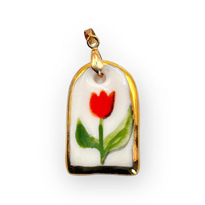 Hand-Painted Porcelain Tulip Pendant