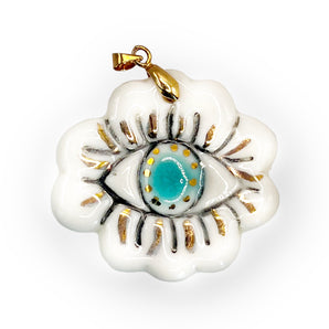 Handcrafted Porcelain Pendant - Flower Eye