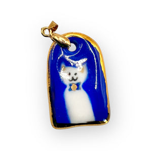 Hand-Painted Porcelain Cat Pendant