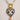 Hand-painted porcelain muse heart pendant necklace, close up of face motif and gold leaf crown