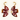 Large burgundy floral porcelain dove earrings with gold hoops