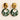 Green botanical porcelain earrings with gold stud tops
