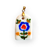 Handmade Porcelain Floral Pendant Necklace – Colorful Ceramic Jewelry – Boho Nature-Inspired Pendant – Gift for Her