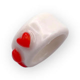 Handmade Porcelain Ring – Red Heart Design | US Size 7 | Romantic Ceramic Jewelry
