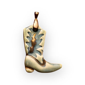 Rustic Cowgirl boot Charm - Handmade Porcelain Boot Pendant - Western Style Jewelry - Gift for Her- Christmas Gift