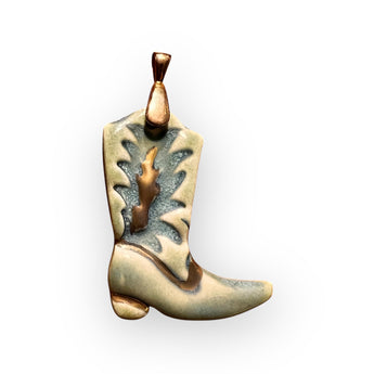 Rustic Cowgirl boot Charm - Handmade Porcelain Boot Pendant - Western Style Jewelry - Gift for Her- Christmas Gift