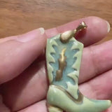 Rustic Cowgirl boot Charm - Handmade Porcelain Boot Pendant - Western Style Jewelry - Gift for Her- Christmas Gift