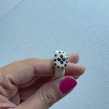 Size 9 US - Handmade Porcelain Ring, Black and White