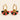Red and green handmade porcelain fan earrings with gold hoops