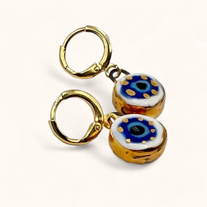 Tiny Porcelain Evil Eye Earrings