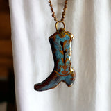 Handcrafted Ceramic Cowboy Boot Necklace Pendant - Unique Western Charm - Handmade Accessory