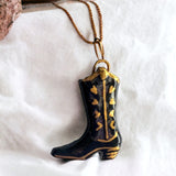 Handcrafted Ceramic Cowboy Boot Necklace Pendant - Unique Western Charm - Handmade Accessory