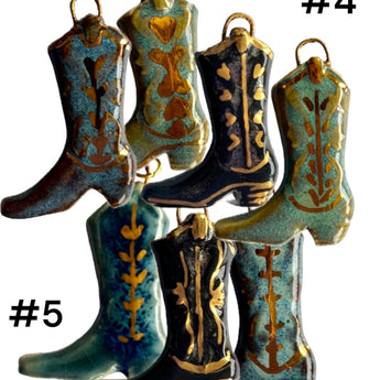 Handcrafted Ceramic Cowboy Boot Necklace Pendant - Unique Western Charm - Handmade Accessory