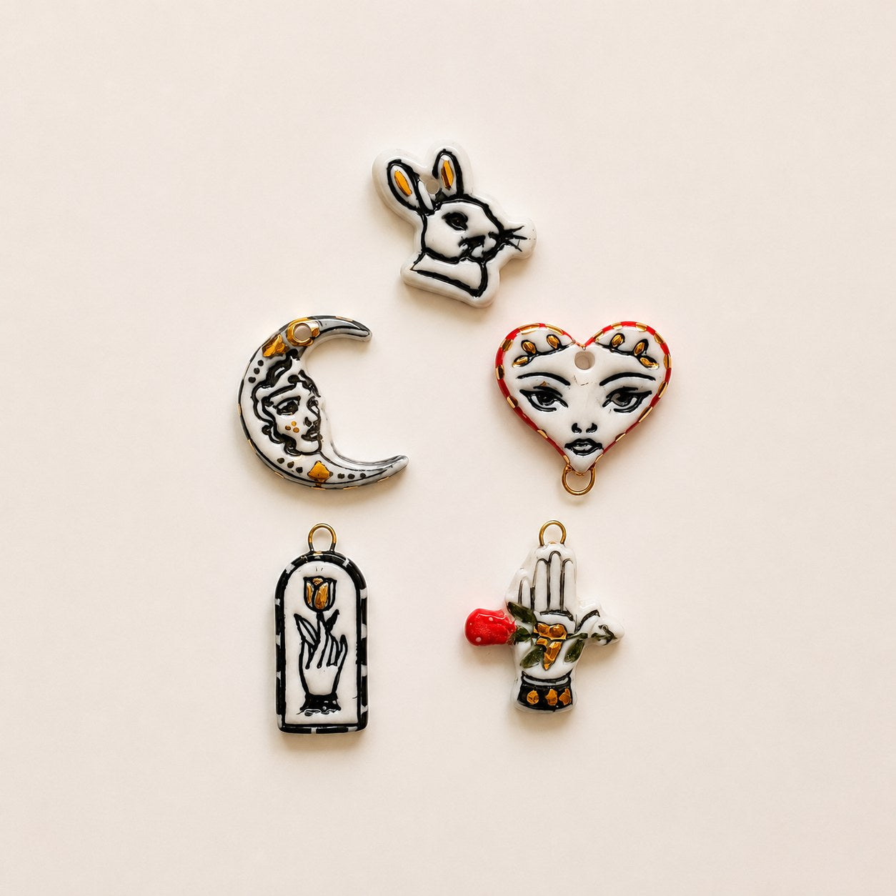Hand-painted porcelain charms